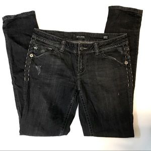 MEK Distressed Stitched Straight Skinny Jean